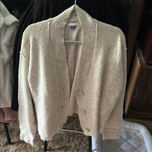 American Eagle Outfitters Cream Textured Cardigan Sweater